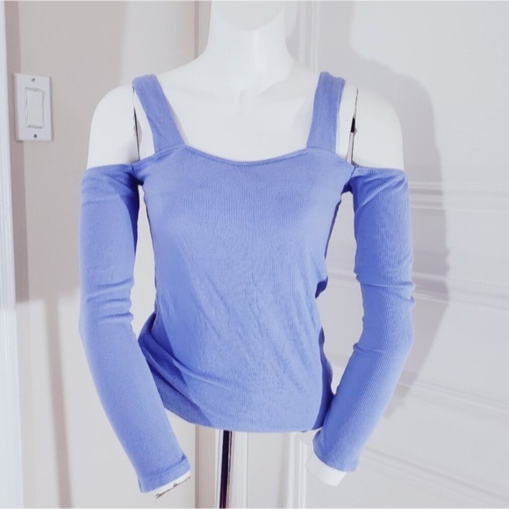 Periwinkle Blue Off-Shoulder Cutout Top